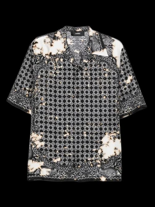 AMIRI Bleach Bandana Bowling Shirt Black