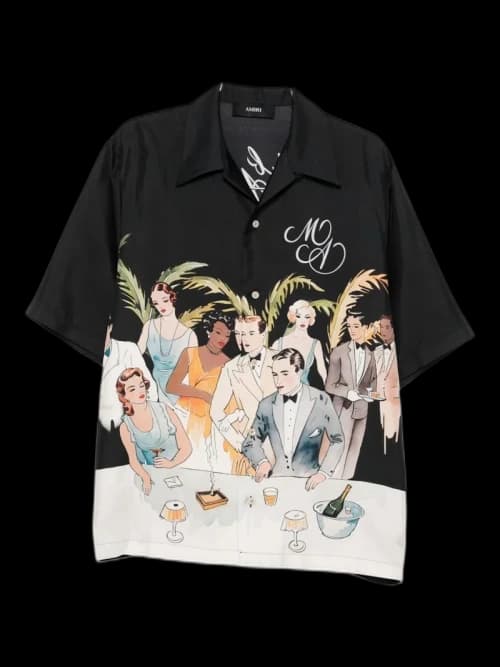 AMIRI Bar Scene Bowling Shirt Black