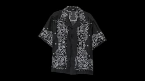 AMIRI Bandana Paint Bowling Shirt Black
