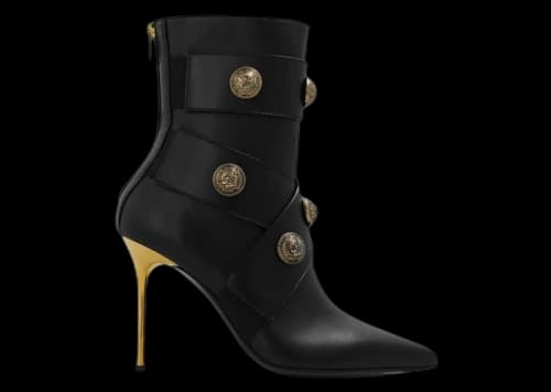 Balmain Alma Leather Ankle Boots Black (Women's)