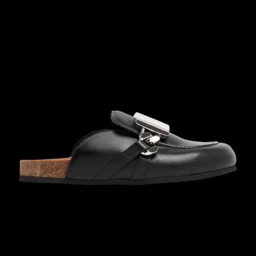 JW Anderson Calf Tresor Gourmet Chain Loafer Mules 'Black Bracel Silver'
