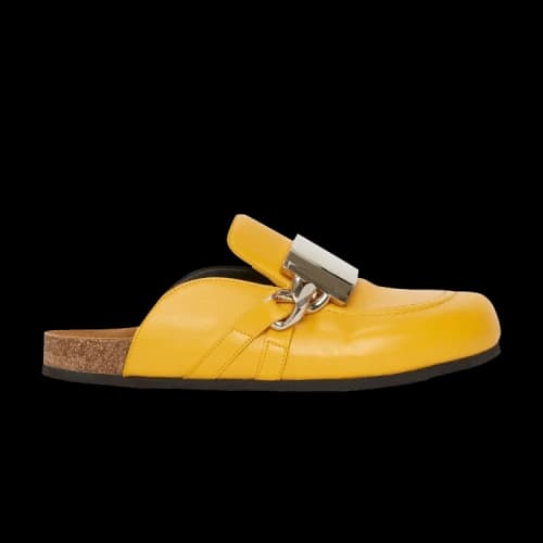 JW Anderson Calf Tresor Gourmet Chain Loafer Mules 'Yellow Bracel Silver'