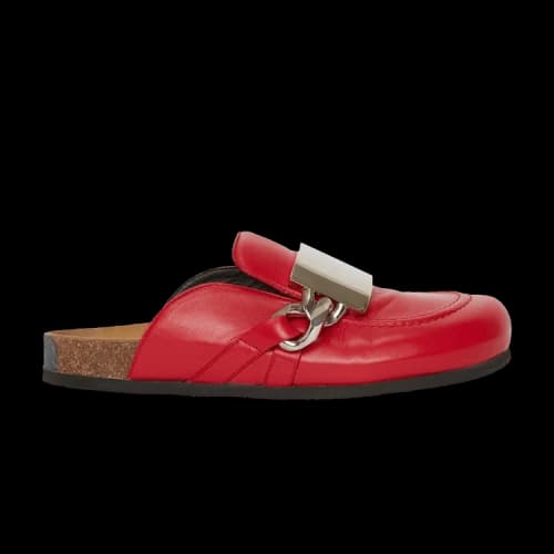 JW Anderson Calf Tresor Gourmet Chain Loafer Mules 'Red Bracel Silver'