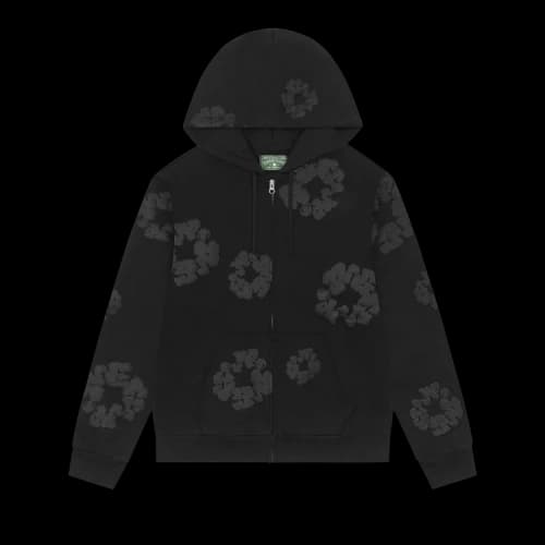 Denim Tears Mono Cotton Wreath Zip Hoodie 'Black'