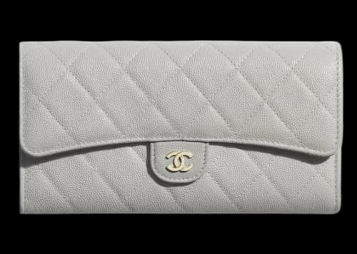 Chanel Classic Long Flap Wallet Grey
