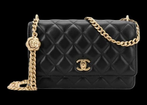 Chanel Camellia Adjusting Buckle Chain with Gold CC Logo WOC Black (AP3297-B10702-94305)