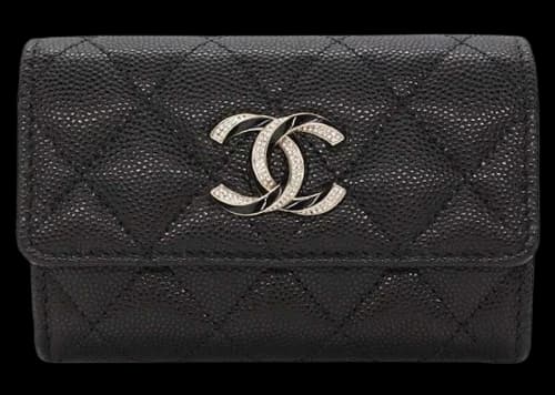 Chanel Crystal Enamel CC Logo Flap Card Holder Black (AP3342)