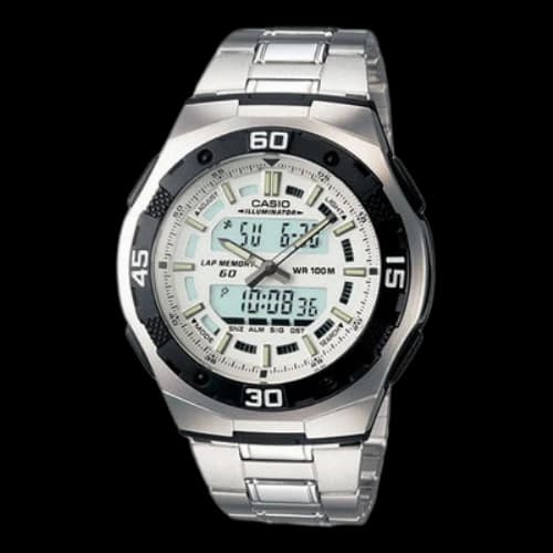 CASIO Sports Mens SilverBlack Analog/Digital Combo