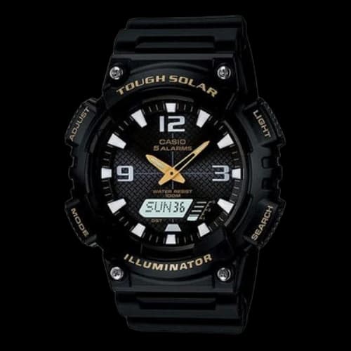 CASIO Waterproof Sports Solar Powered Mens Black Analog