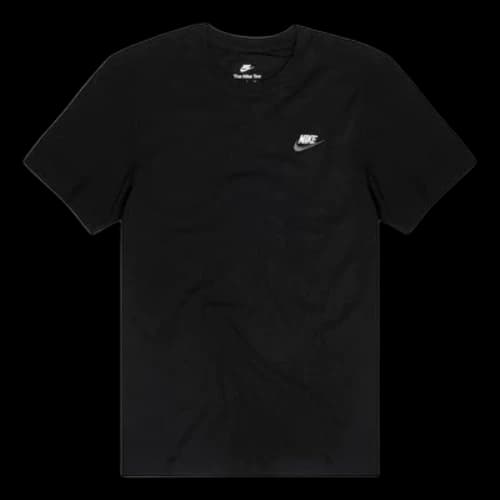 Nike Sportswear Club Embroidered Logo Solid Color Round Neck Short Sleeve Black