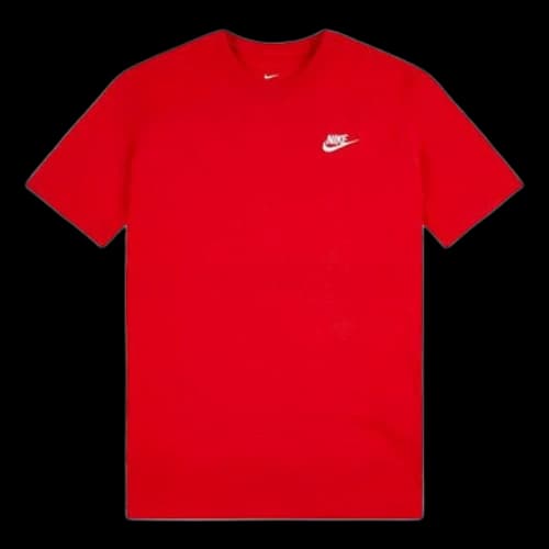 Nike Sportswear Club Embroidered Logo Sports Round Neck Short Sleeve Red