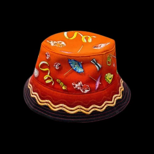 Casablanca Printed Denim Bucket Hat 'Casa Club Sunset'
