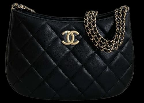 Chanel Grained Calfskin 24C Hobo Bag Black (AS4612)