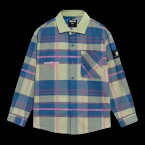 Li-Ning BADFIVE Sports Basketball Series Plaid Loose Fleece Lined Shirt 'Green Blue'