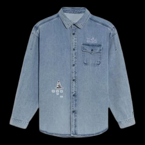 Li-Ning Skateboard Series Logo Embroidered Loose Washed Denim Shirt 'Light Blue'