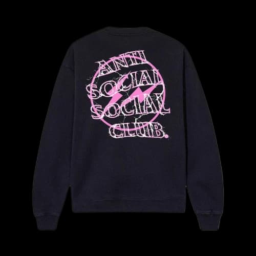 Anti Social Social Club x Fragment Design Bolt Crewneck 'Black/Pink'