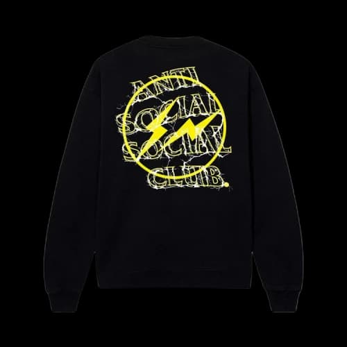 Anti Social Social Club x Fragment Design Bolt Crewneck 'Black/Yellow'