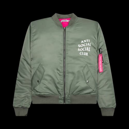 Anti Social Social Club Welcome To The Club MA1 Jacket 'Olive'