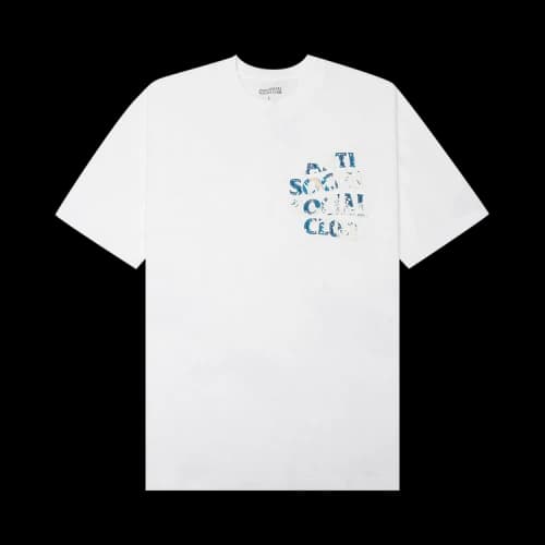 Anti Social Social Club Tonkatsu' Boro Wave Tee 'White'