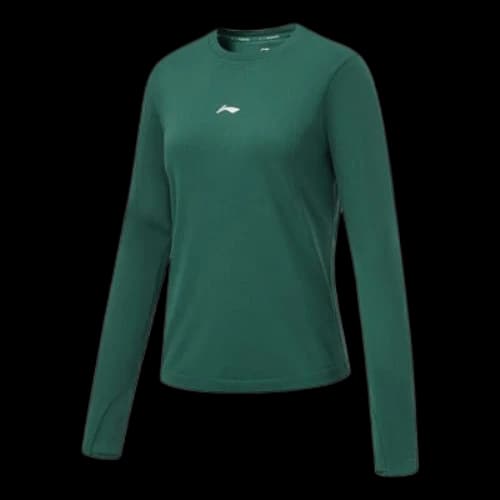 Li-Ning Logo Running Long Sleeve T-Shirt 'Forest Green' (Women's)