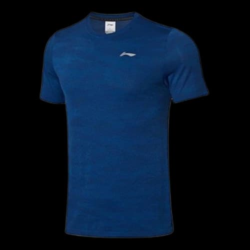 Li-Ning Running Series Quick Dry Breathable Round Neck Knit Short Sleeve Blue