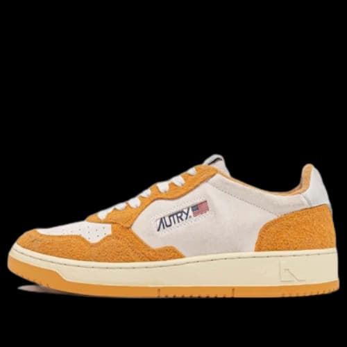 Autry Medalist Low Sneakers 'White Orange Hair-Effect Suede'
