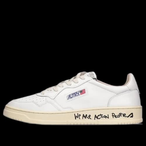 Autry Medalist Leather Low Lettering 'We Are Action People - White' (Women's)