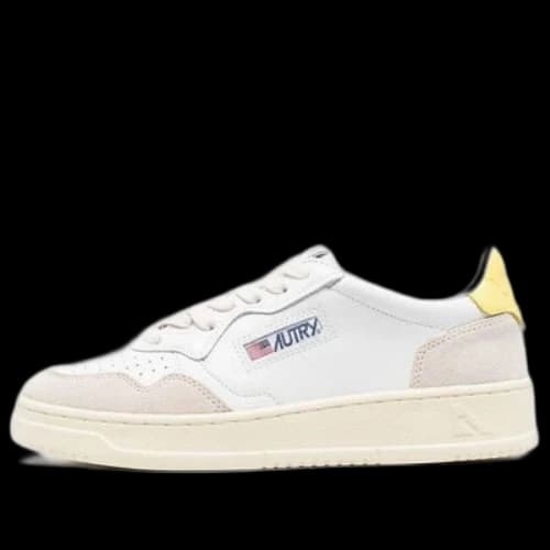 AUTRY Medalist Low Leather and Suede 'White Beige Yellow' (Women's)