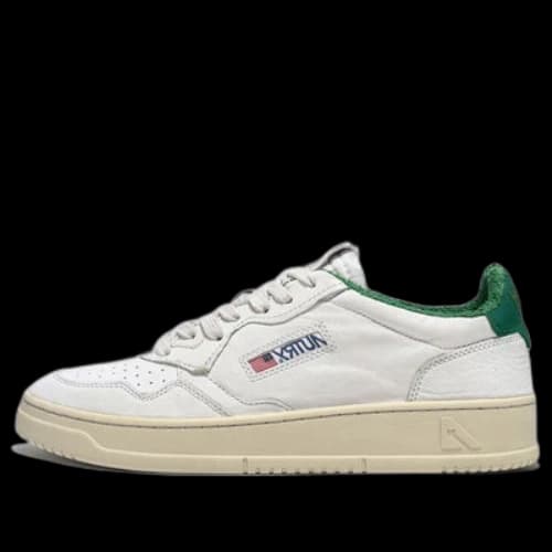 AUTRY Medalist Low Leather and Suede 'White Green and Embroidered Logo' (Women's)