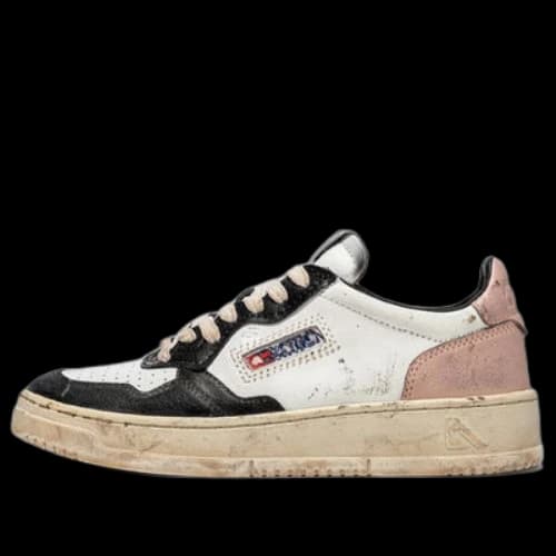 Autry Medalist Super Vintage Leather Low Sneakers 'White Black Pink' (Women's)