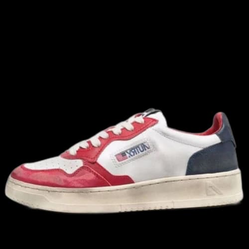 Autry Medalist Super Vintage Leather Low Sneakers 'White Black Red' (Women's)
