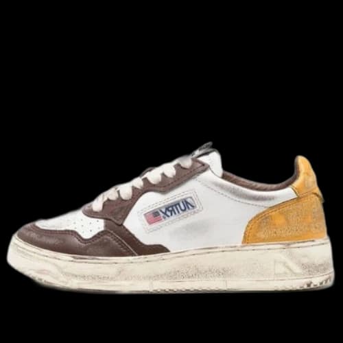 Autry Medalist Low Super Vintage Sneakers 'White Brown Yellow' (Women's)
