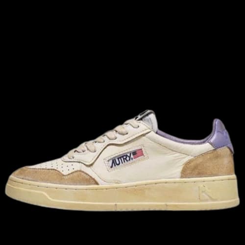 Autry Medalist Super Vintage Leather Low Sneakers 'White Black Tan Purple' (Women's)