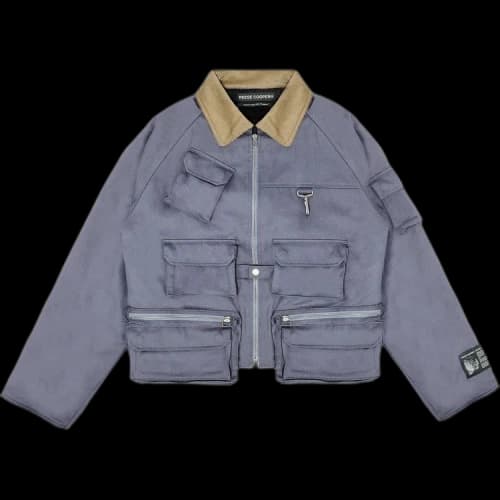 Reese Cooper Flannel-Lined Cotton Canvas Cargo Jacket 'Sky Blue'