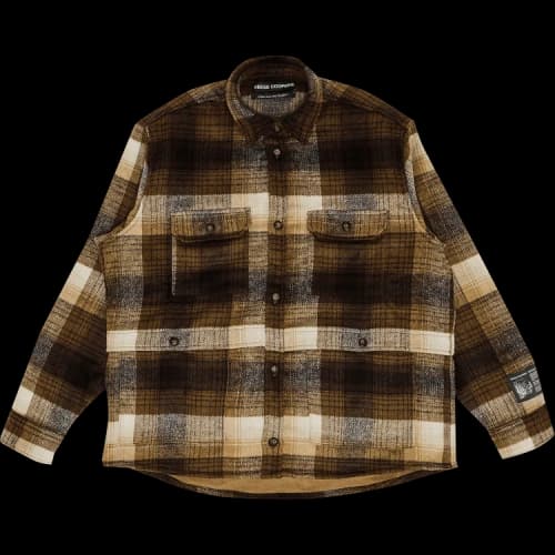 Reese Cooper Brushed Wool Flannel Button Down Shirt 'Brown'