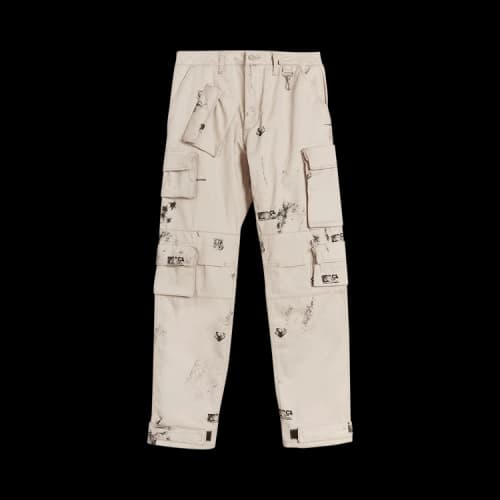 Reese Cooper Stamp Print Cotton Canvas Cargo Trouser 'Khaki'