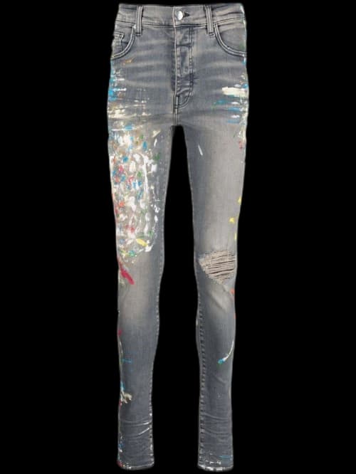 AMIRI Painted Skinny Jeans Grey