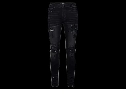 AMIRI Mx1 Distressed Ripped Skinny Jeans Black