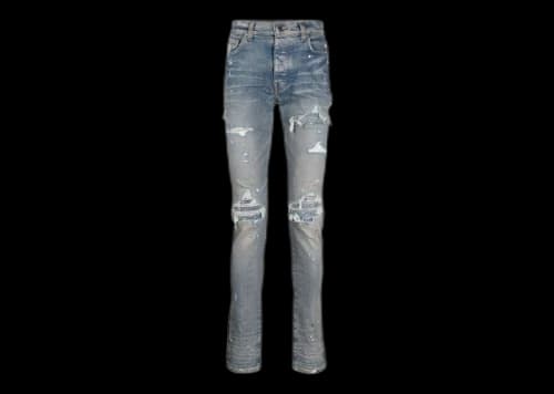 AMIRI MX1 Paint Drip Skinny Jeans Clay Indigo
