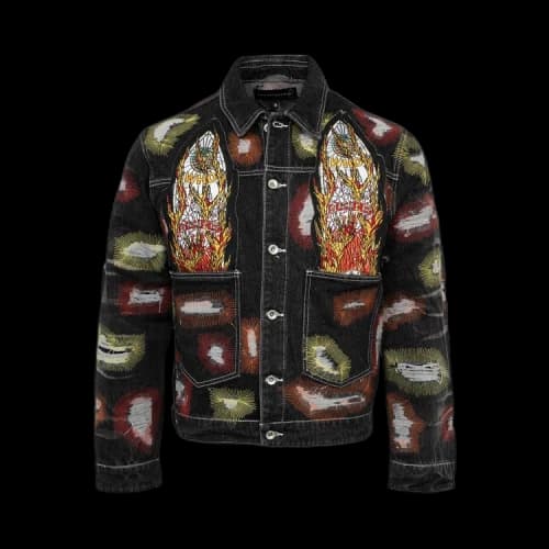 Who Decides War All Over Embroidery Trucker Jacket 'Multicolor'
