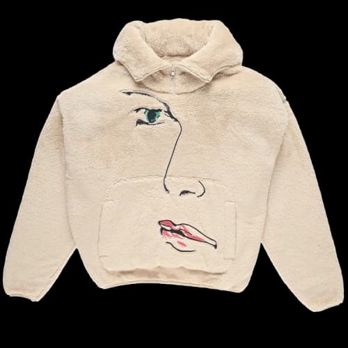 KidSuper Embroidered Fleece 3/4 Zip 'Cream'