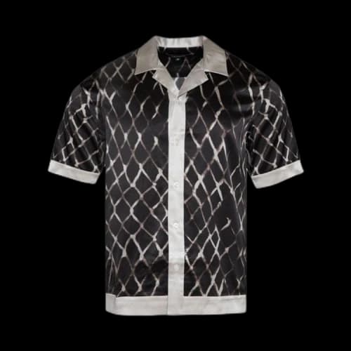 Nahmias Colorblock Swish Short-Sleeve Silk Shirt 'Black Swish'