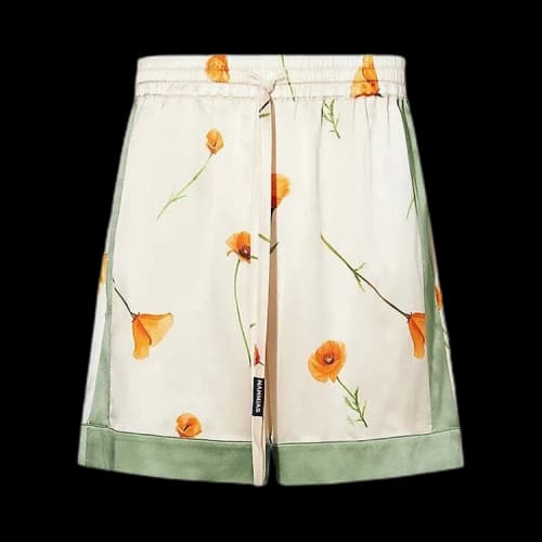 Nahmias Colorblock Poppy Silk Shorts 'Poppy/Ivory'