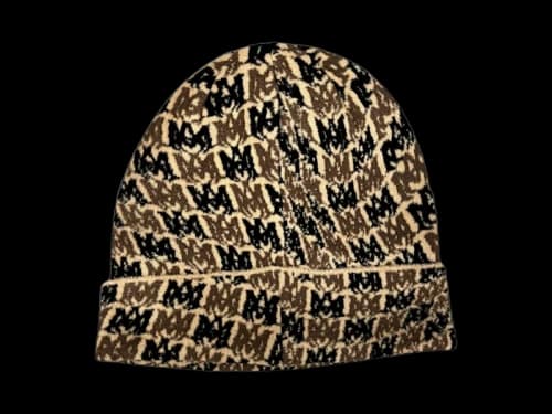 AMIRI All Over Logo Beanie Brown