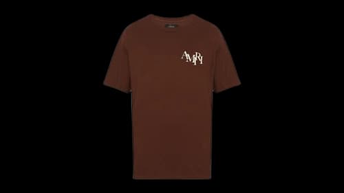 AMIRI Staggered Logo Tee Potting Brown