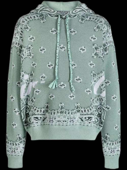 AMIRI Bandana Knit Hoodie Mint