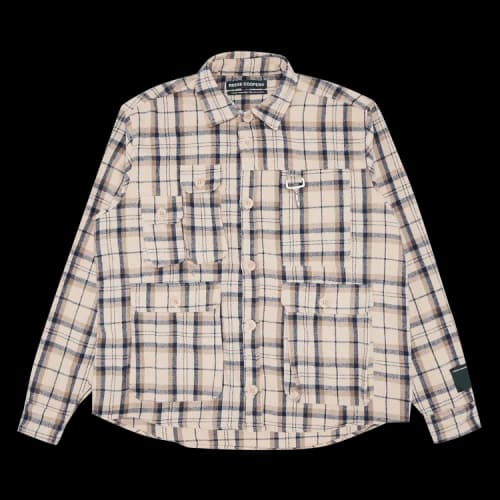 Reese Cooper Cargo Pocket Flannel Shirt 'Cream'
