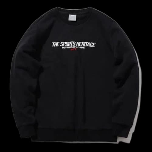 Li-Ning Sports Fashion Series Alphabet Printing Fleece Lined Round Neck Pullover Black