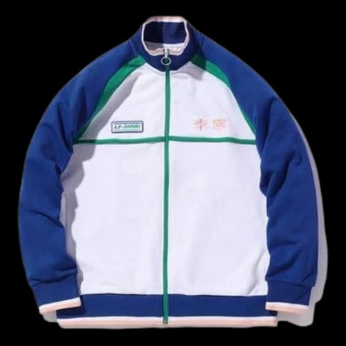 Li-Ning Contrasting Colors Loose Stand Collar Sports Cardigan White
