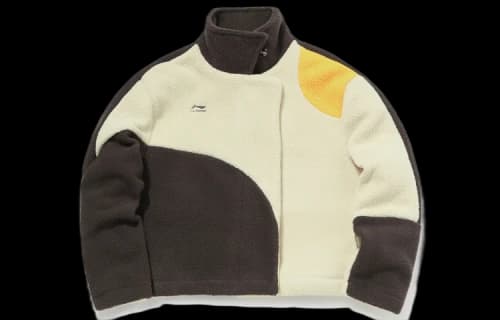Li-Ning x Disney Crossover Cartoon Embroidered Contrasting Colors polar fleece Stand Collar Jacket Khaki
